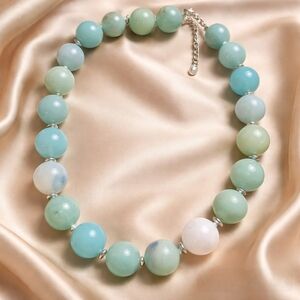 Elegant Blue and White Beaded Necklace